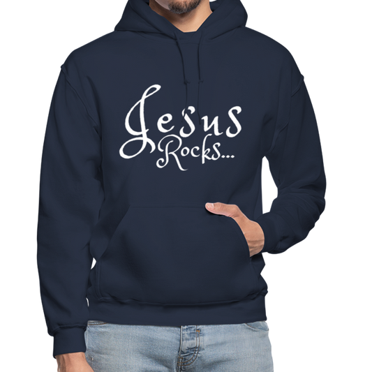 Mens Hoodie - Pullover Hooded Sweatshirt - Graphic/Jesus Rocks