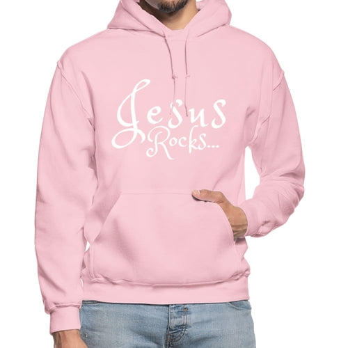 Mens Hoodie - Pullover Hooded Sweatshirt - Graphic/Jesus Rocks